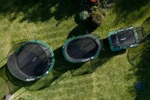 14ft JumpPRO™ Xcite Green Round Trampoline with Enclosure