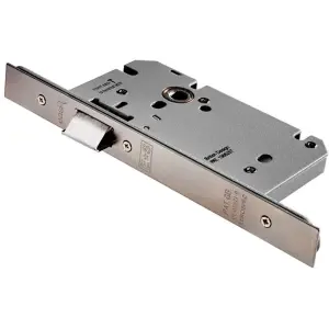 60mm Architectural DIN Latch - Satin Steel Radius - Reversible Latch BS EN 12209