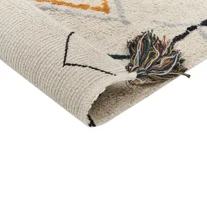 Cotton Area Rug 140 x 200 cm Beige BOLAY