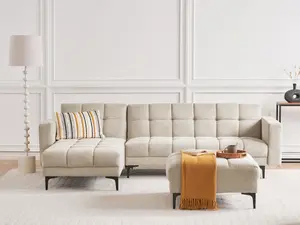 Right-Hand Corner Sofa with Ottoman ALNES Beige Right Hand