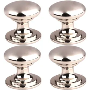 4 PACK - Victorian Tiered Door Knob - 50mm Polished Nickel Cabinet Pull Handle Round Rose