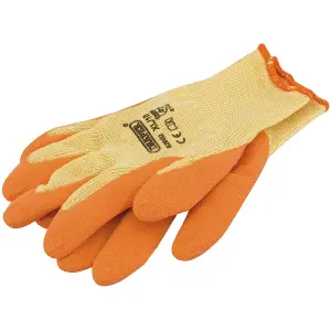 Draper Heavy Duty Latex Coated Work Gloves, Extra Large, Orange 82602