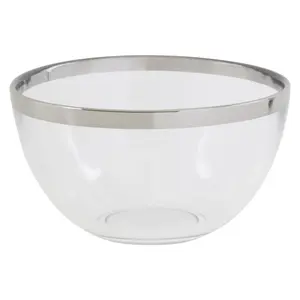 Maison by Premier Ida 15cm Plain Glass Bowl With Silver Rim