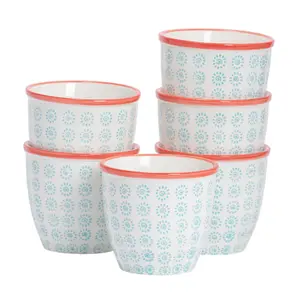 Nicola Spring - Hand-Printed Plant Pots - 14cm - Pack of 6