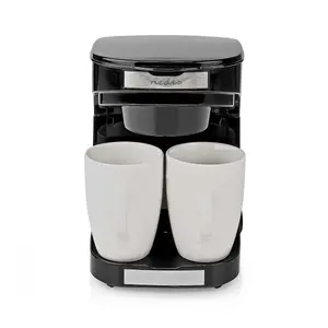 Dual Coffee Maker, Easy to Use Two Cup Machine with Reusable Filter, 250ml Capacity and 2 Ceramic Cups, 450W