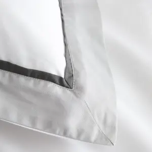 Bianca Mayfair 200 Thread Count Cotton Duvet Cover Set with Pillowcases White / Silver Grey