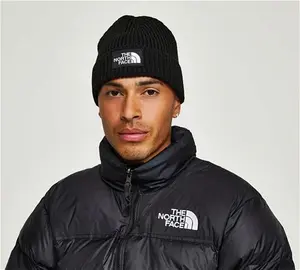 The North Face Logo Box Cuffed Beanie Hat - Black - Size ONE SIZE -1