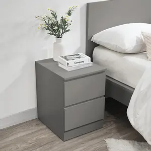 Grey 3 Piece Furniture Set Chest of Drawers Bedside Tables Birlea Oslo