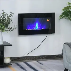 Etna HOMCOM 1000/2000W Electric Wall Fireplace LED Flame Effect Timer Remote Heater | Robert Dyas