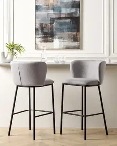 Beliani Modern Set of 2 Bar Chairs MINA Grey