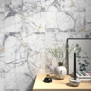 Kale Calcutta White & Gold Matt Marble effect Ceramic Indoor Wall & floor Tile Sample