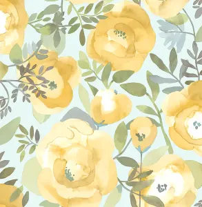 NuWallpaper NU3036 Peachy Keen Peel & Stick Wallpaper, Yellow