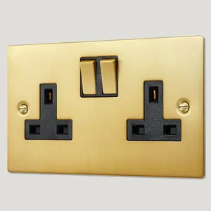 SYLVIE Double Plug Socket - Brass (Black Insert)