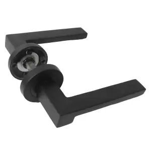 UNO-3 Door Handle Modern Matt Black Lever on Rose Internal Doors Handles + 64mm Latch