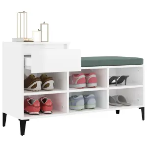 Berkfield Shoe Cabinet High Gloss White 102x36x60 cm Engineered Wood