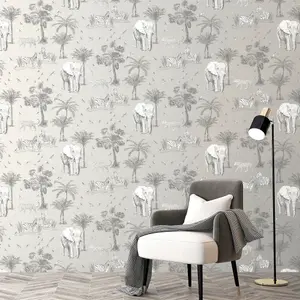 Arthouse Safari Lagoon Grey Wallpaper