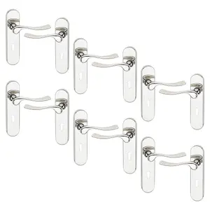 URBNLIVING 174mm Length 12 Pcs Berkshire Metal & Polished Nickel Lever Latch Door Keyhole Handle Set