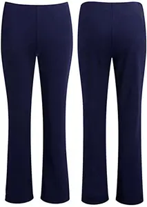 Myshoestore Pack Of 3 Ladies Bootleg Trousers Women Boot Cut High Rise Stretch Soft Finely Ribbed Pull On Nurse Carer Work Bottoms Elasticated Waist