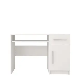 Sleek White Matt Computer Desk H760mm W1100mm D500mm - Efficient Workspace for Modern Homes