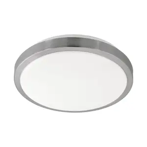 Wall Flush Ceiling Light White Shade White Satined Nickel Plastic Bulb LED 23W