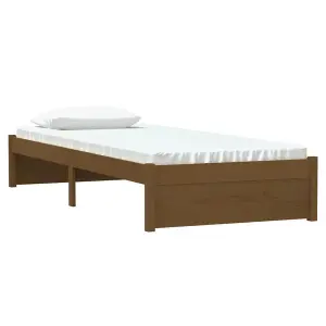 Berkfield Bed Frame Honey Brown Solid Wood 75x190 cm Small Single