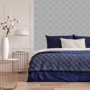 Superfresco Silk Sparkle Trellis Silver Wallpaper