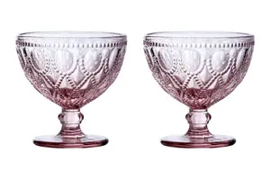 Maison by Premier Set Of Two Fleur Pink Glass Sundae Dishes