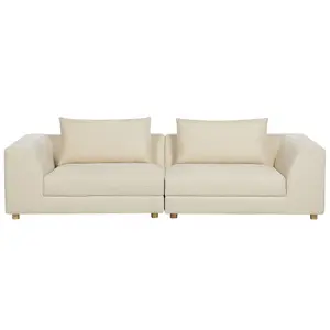 Beliani Modern 3 Seater Sofa Beige LERMON