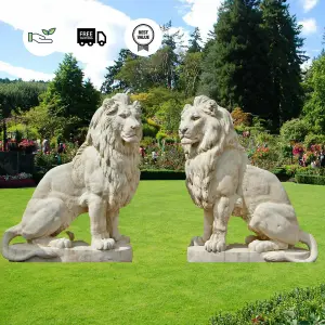 Pair of Giant White Porto Lions