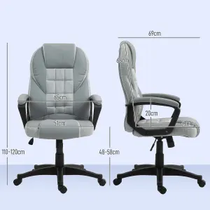 HOMCOM Executive Office Chair High Back Computer Chair with Armrests Grey