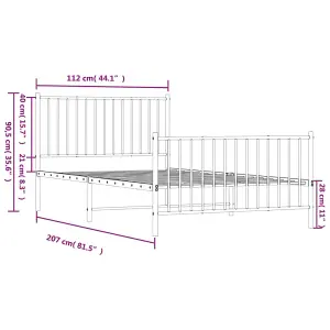 Berkfield Metal Bed Frame with Headboard and Footboard White 107x203 cm