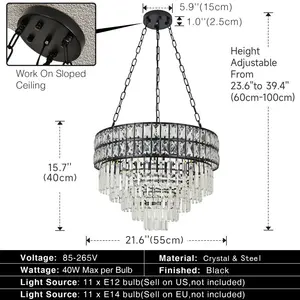 Jauregui 15 - Light Crystal Chandelier Black