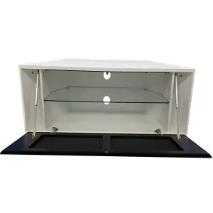 Alphason Wooden Hyde White 1200 Corner TV Stand for up to 60" With Glass Shelf