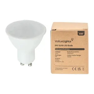 8 Pack GU10 White Thermal Plastic Spotlight LED 5W Cool White 4500K 450lm Light Bulb