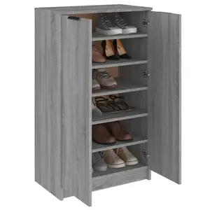 Berkfield Shoe Cabinet Grey Sonoma 59x35x100 cm Engineered Wood