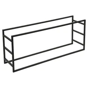 URBNLIVING 100cm Width Large Horizontal Black Firewood Log Rack Storage Shelf Heavy Duty Steel Metal Holder Outdoor Store