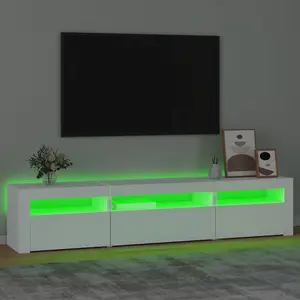 Berkfield TV Cabinet with LED Lights White 195x35x40 cm