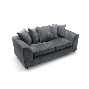 Harriet Crushed Chenille 3 Seater Sofa in Dark Grey