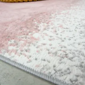 Blush Pink Grey Super Soft Distressed Gradient Area Rug 80x150cm