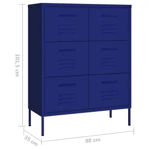 Berkfield Drawer Cabinet Navy Blue 80x35x101.5 cm Steel