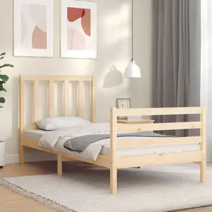 Berkfield Bed Frame with Headboard 90x200 cm Solid Wood