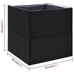 Berkfield Garden Planter Black 80x80x80 cm Poly Rattan