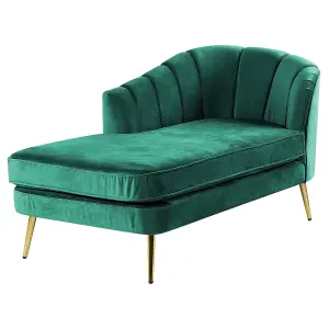 Right Hand Velvet Chaise Lounge Emerald Green ALLIER