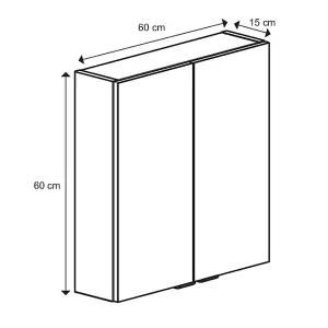 GoodHome Imandra Gloss White Double Bathroom Wall cabinet (H)60cm (W)60cm