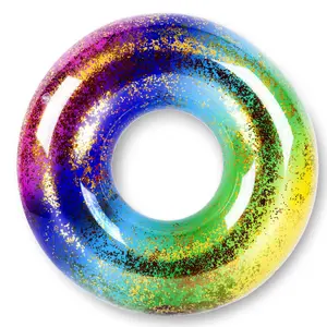 Large Rainbow Glitter Swimring 34 Inch