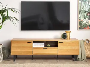 Beliani Traditional TV Stand Light Wood CLAREMONT