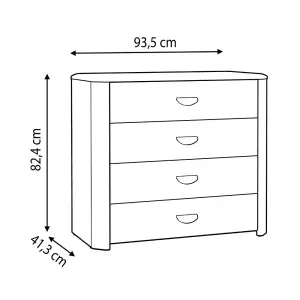 4 Drawer Sonoma Oak Chest Of Drawers Metal Handles