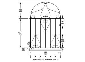 CLEVE Metal Scroll Low Bow Top Garden Gate 914mm GAP x 1219mm High CLBZP52