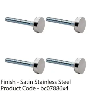 4 PACK - PAIR Bolt Cap Fixing Pack Setfor 30mm D Pull Door Handles Satin Stainless Steel