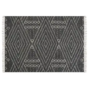 Cotton Area Rug 160 x 230 cm Black and White KHENIFRA